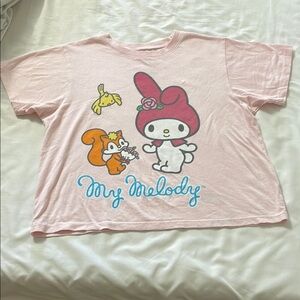 Sanrio Pink Short Sleeve Tees with Cartoon Graphics